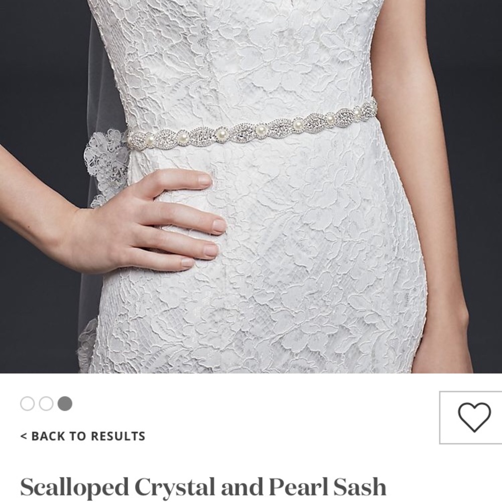 Davids Bridal Scalloped Crystal and Pearl Sash